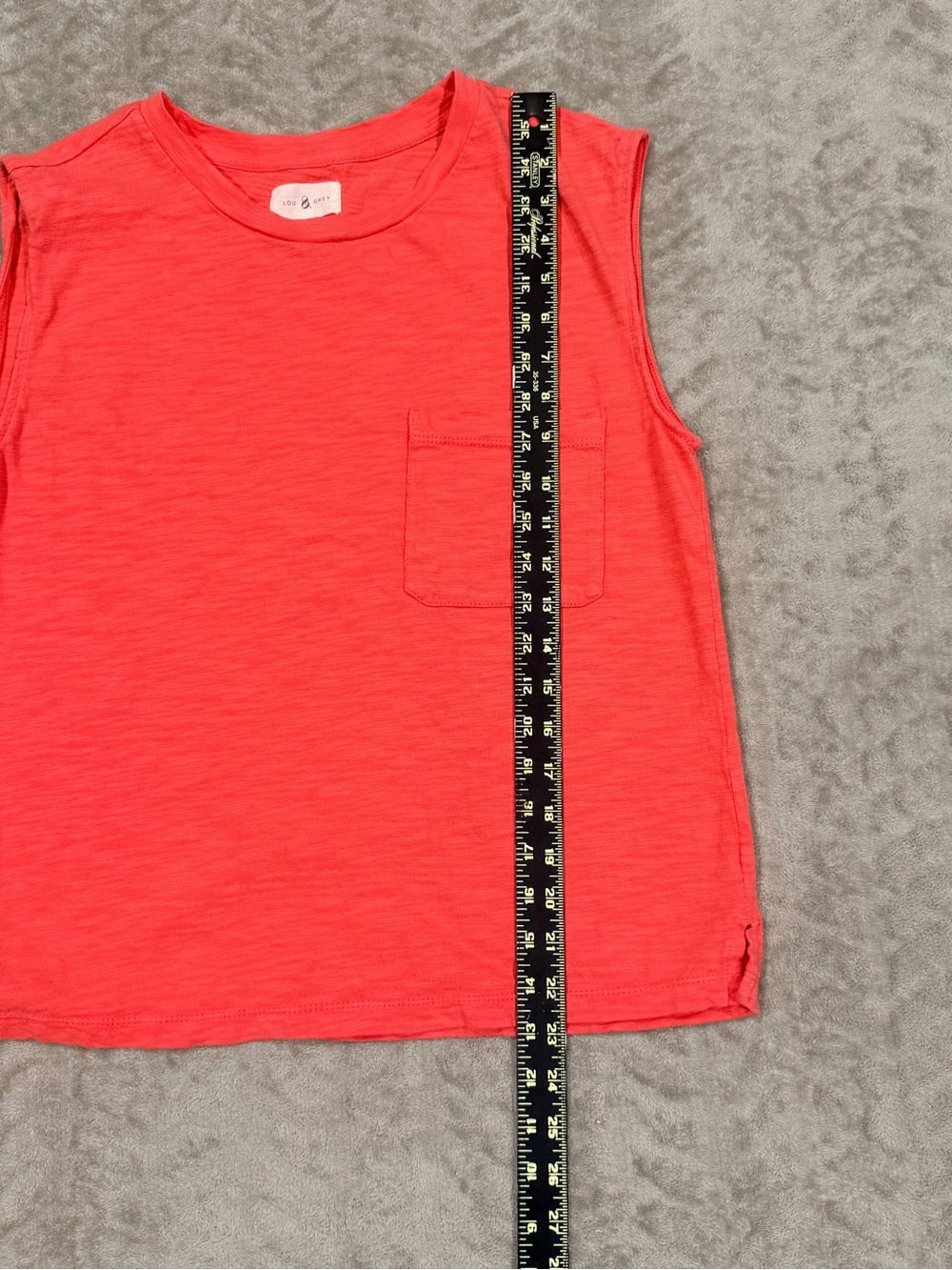 Lou & Grey Coral Orange Pocket Tank Top Women's Medium Basic Coastal Casual - Picture 3 of 6